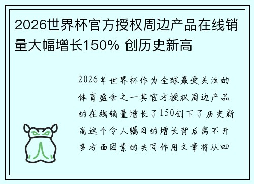 2026世界杯官方授权周边产品在线销量大幅增长150% 创历史新高 2026世界杯官方授权周边产品在线销量大幅增长150% 创历史新高